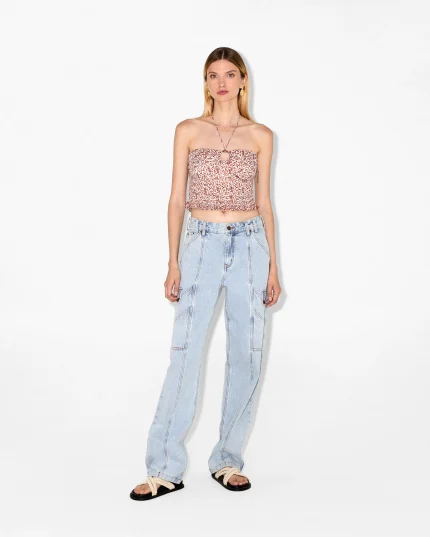 Floral Patterned Strapless Top