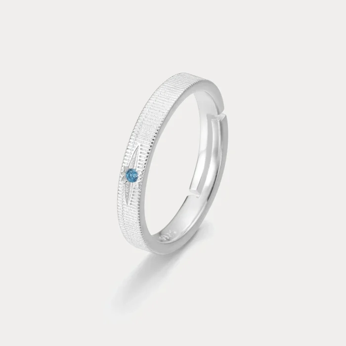Elegant Blue Crystal Inlay Ring - Image 1