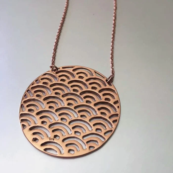 Elegant Geometric Rose Gold-Tone Pendant Necklace - Image 1