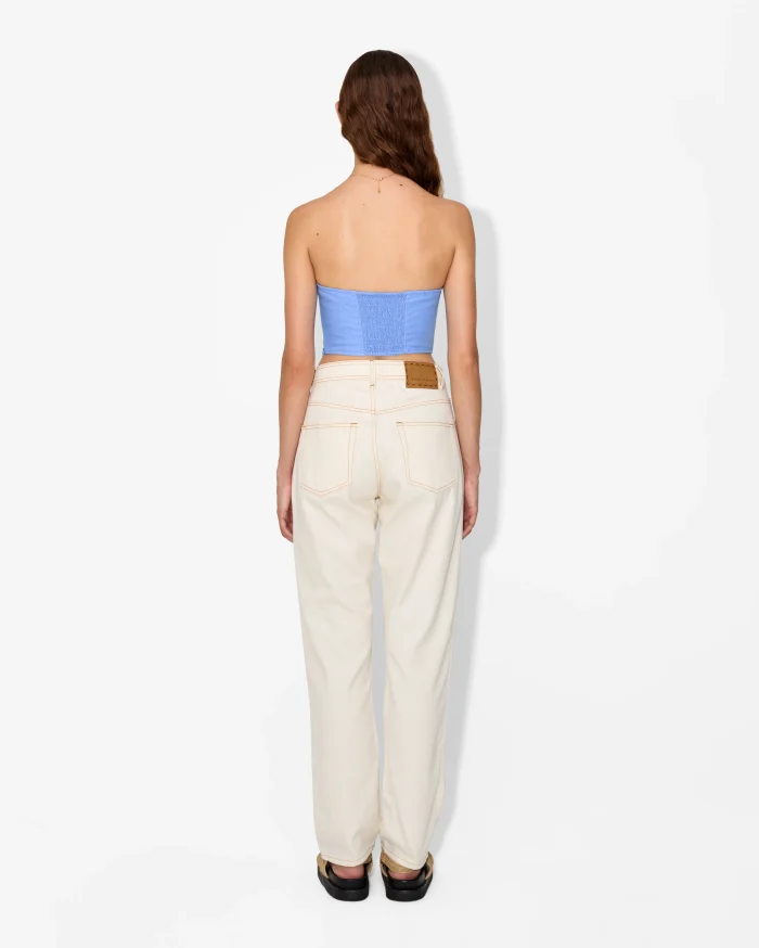Elegant Strapless Blue Crop Top - Image 4