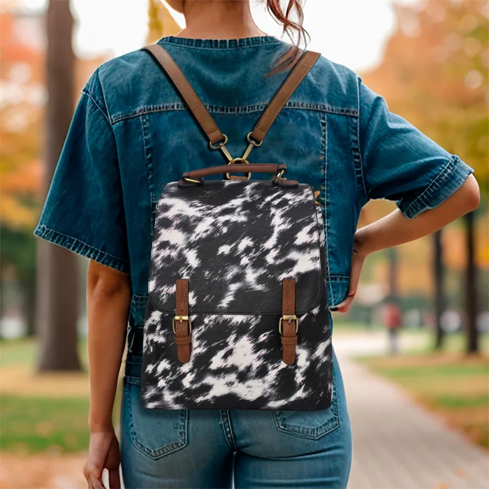 Stylish Cow Print Backpack - Image 1