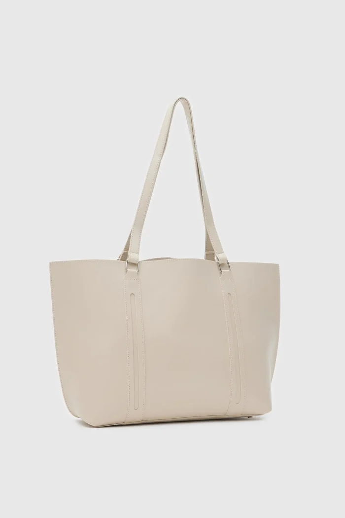 Elegant Beige Tote Bag - Image 2