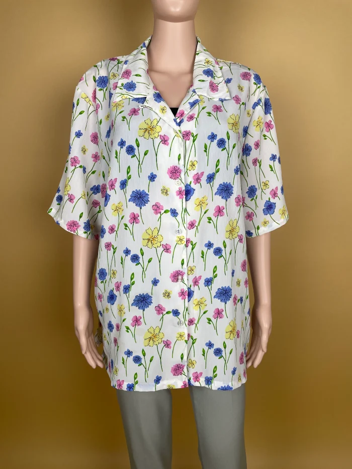 Elegant Floral Satin Shirt - Image 3