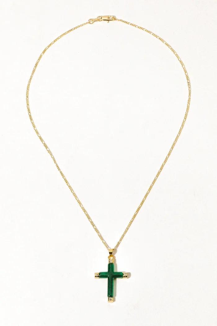 Elegant Green Cross Necklace - Image 4