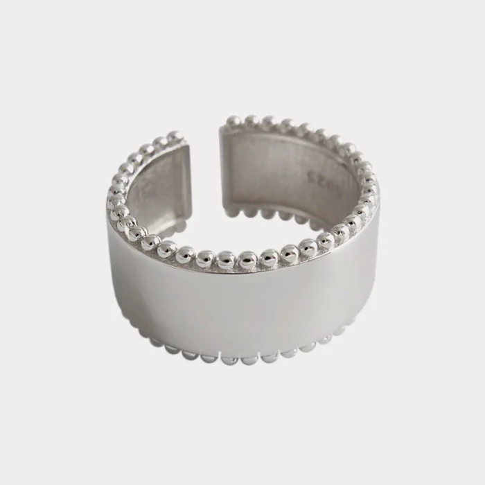 Elegant Beaded Edge Adjustable Ring - Image 5