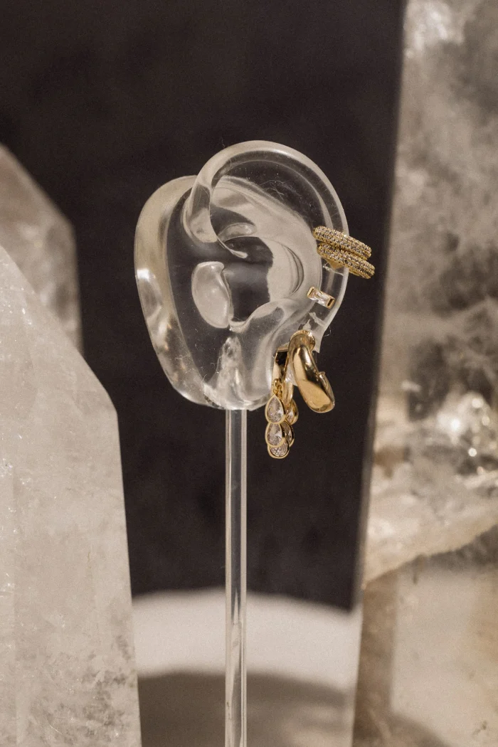 Elegant Teardrop Charm Hoop Earrings - Image 3