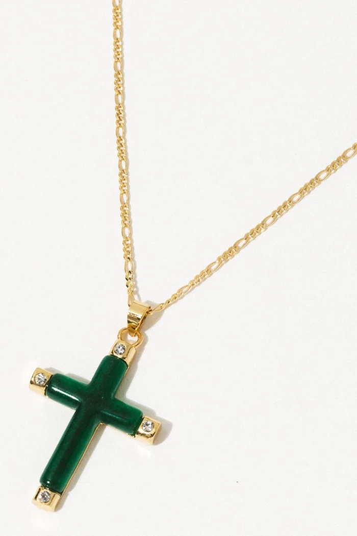 Elegant Green Cross Necklace - Image 5