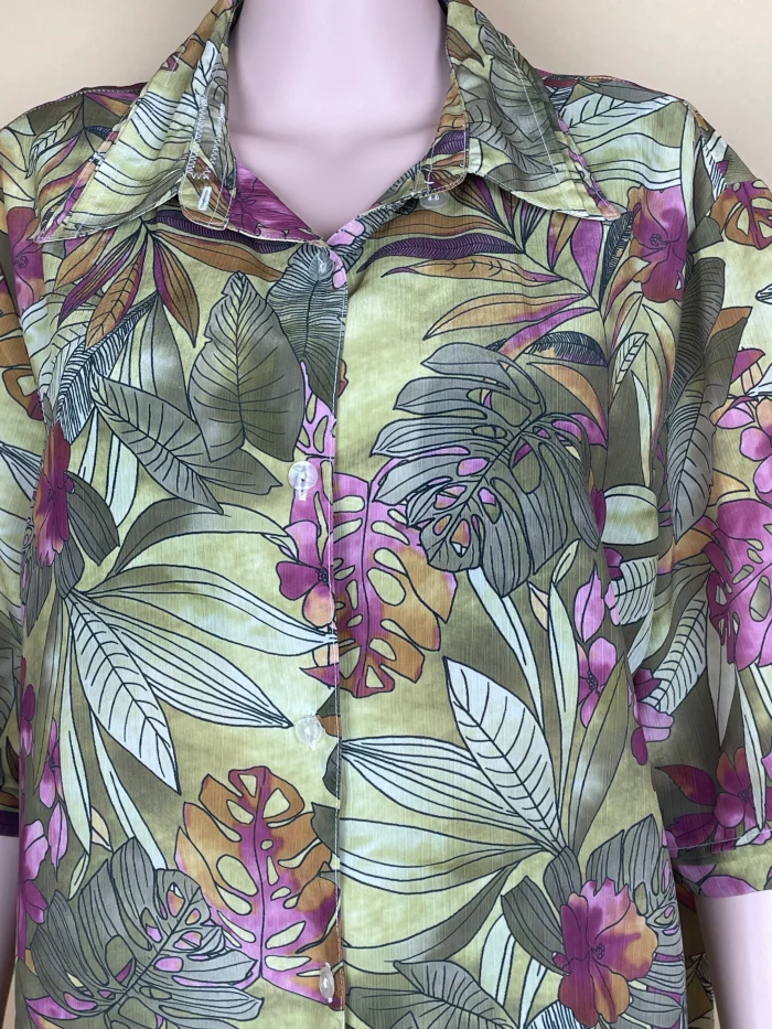 Floral Satin Oversized Shirt - Image 3
