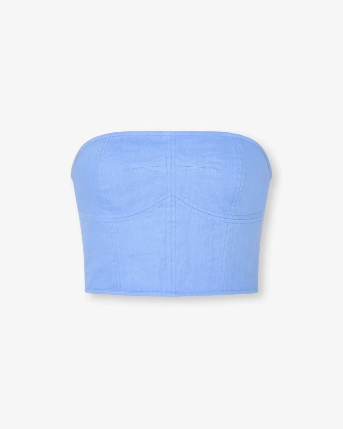 Elegant Strapless Blue Crop Top - Image 5