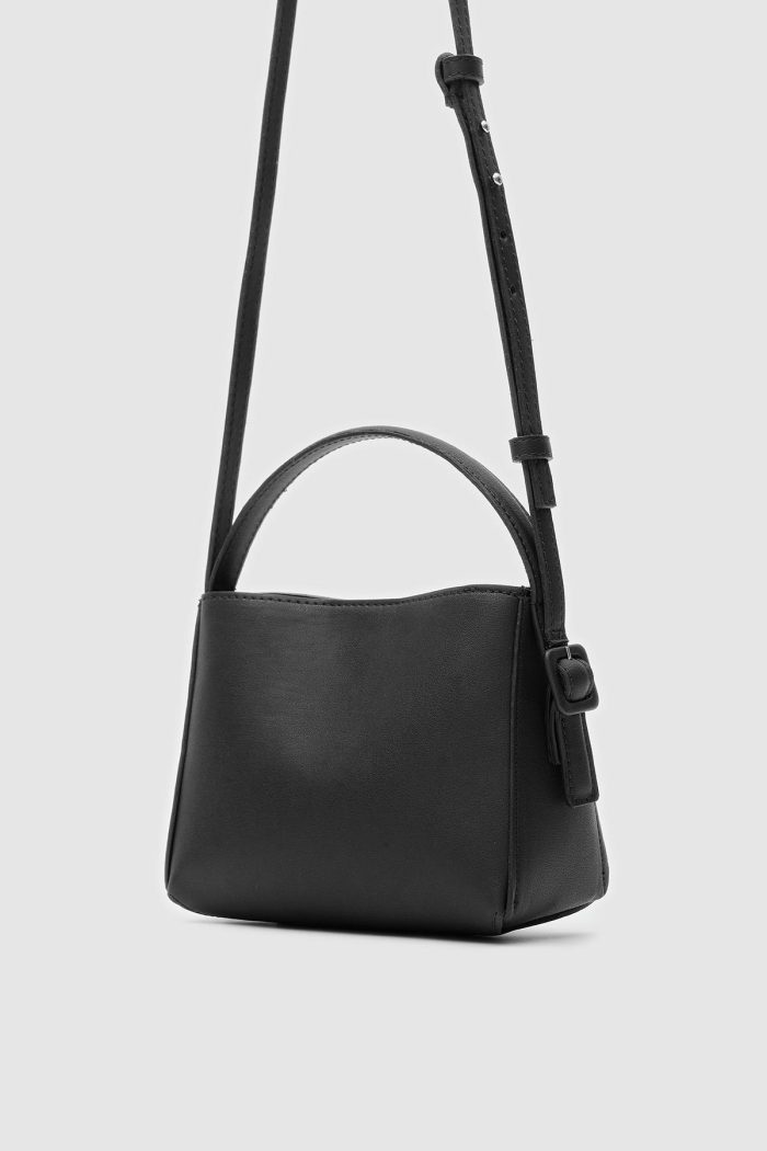 Elegant Black Faux Leather Crossbody Bag - Image 2