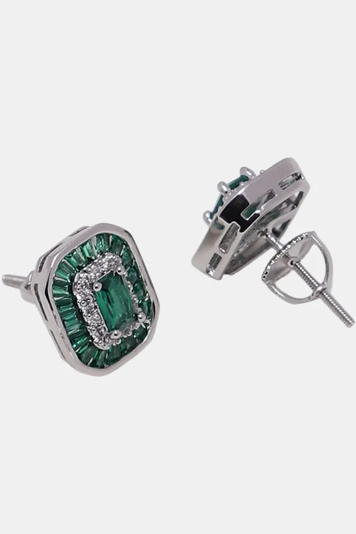 Emerald Green Charm Stud Earrings - Image 3
