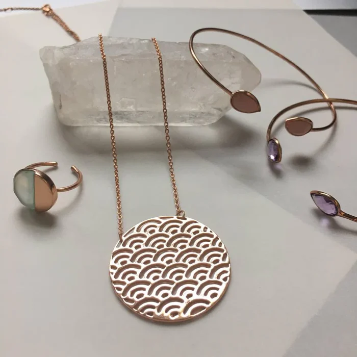 Elegant Geometric Rose Gold-Tone Pendant Necklace - Image 6