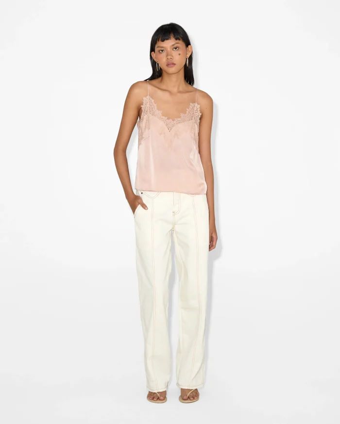 Elegant Lace-Trimmed Satin Camisole - Image 2