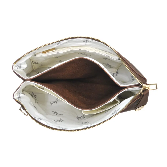 Elegant Brown Faux Leather Crossbody Clutch - Image 4