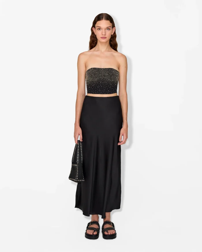 Elegant Beaded Strapless Crop Top - Image 1