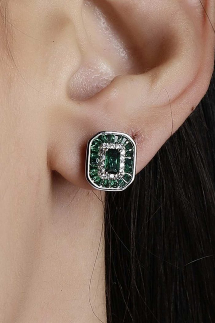 Emerald Green Charm Stud Earrings - Image 1