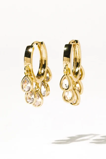 Elegant Teardrop Charm Hoop Earrings