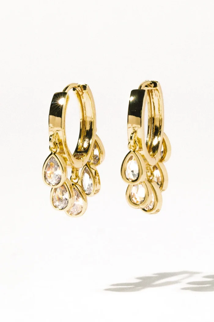 Elegant Teardrop Charm Hoop Earrings - Image 1