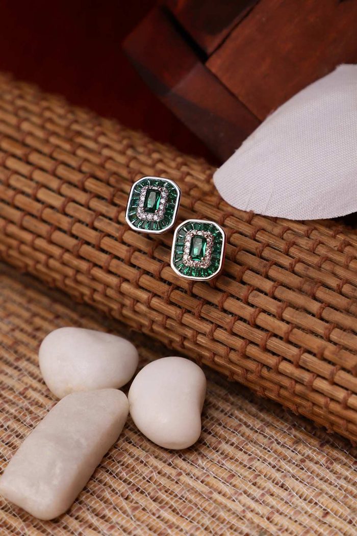 Emerald Green Charm Stud Earrings - Image 4