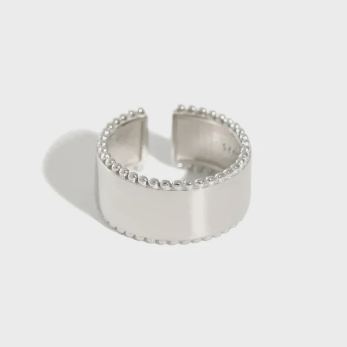 Elegant Beaded Edge Adjustable Ring - Image 1
