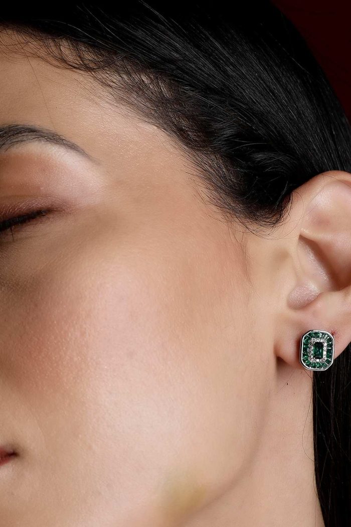 Emerald Green Charm Stud Earrings - Image 5
