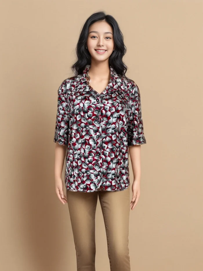 Elegant Floral Satin Shirt - Image 1