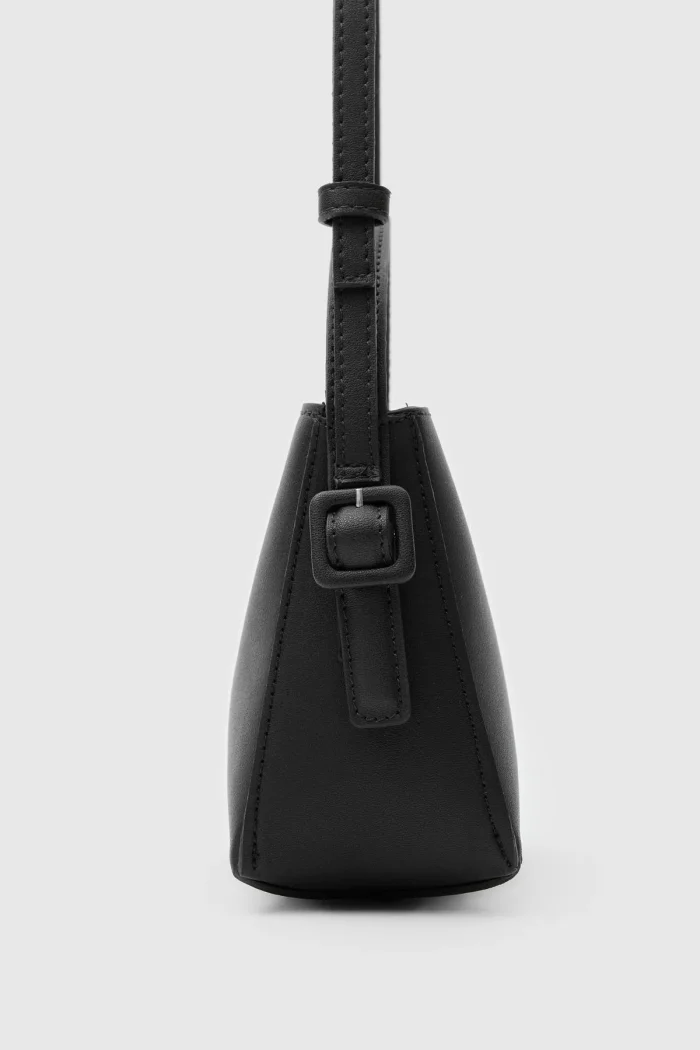 Elegant Black Faux Leather Crossbody Bag - Image 4