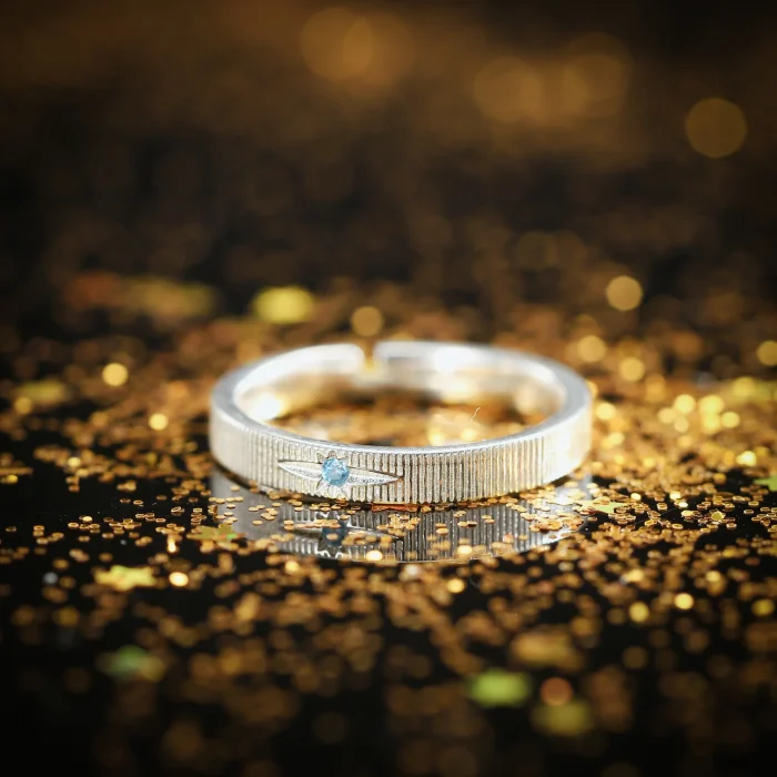 Elegant Blue Crystal Inlay Ring - Image 3