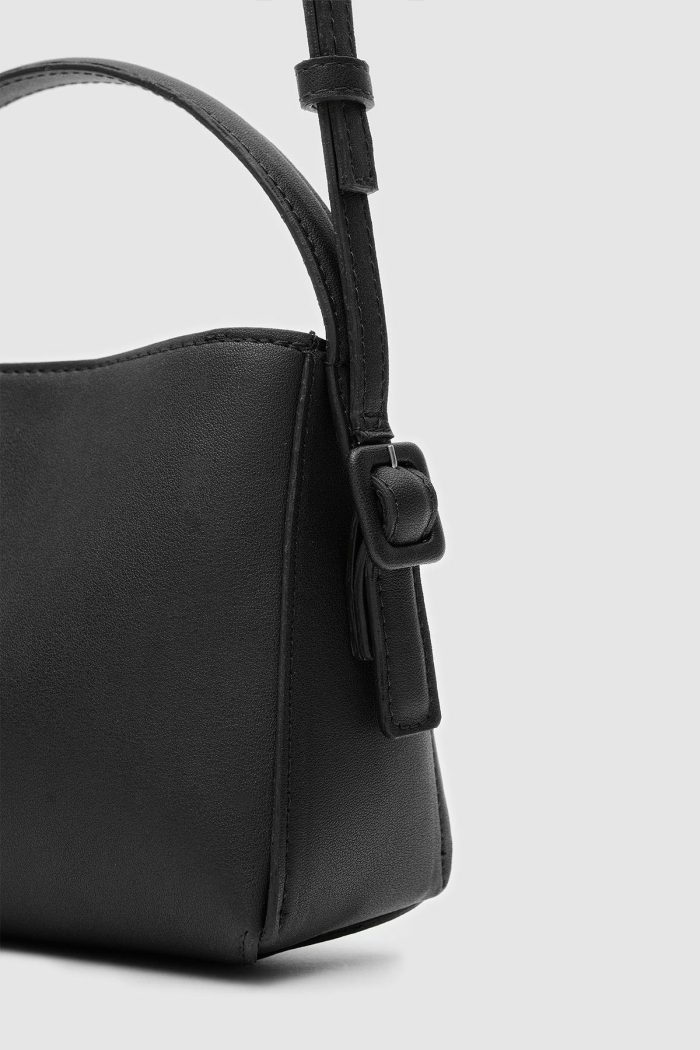 Elegant Black Faux Leather Crossbody Bag - Image 3