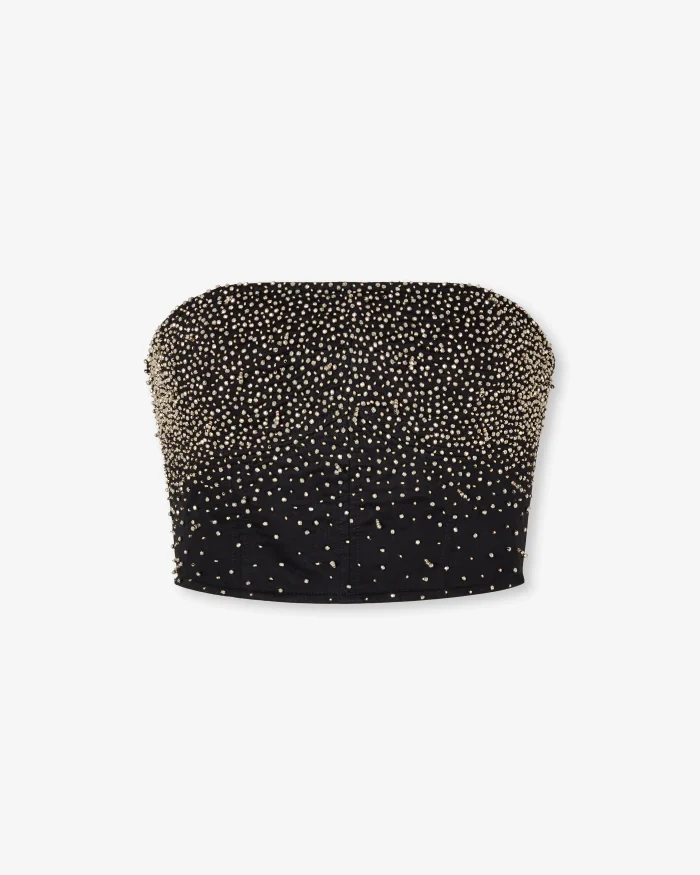 Elegant Beaded Strapless Crop Top - Image 5