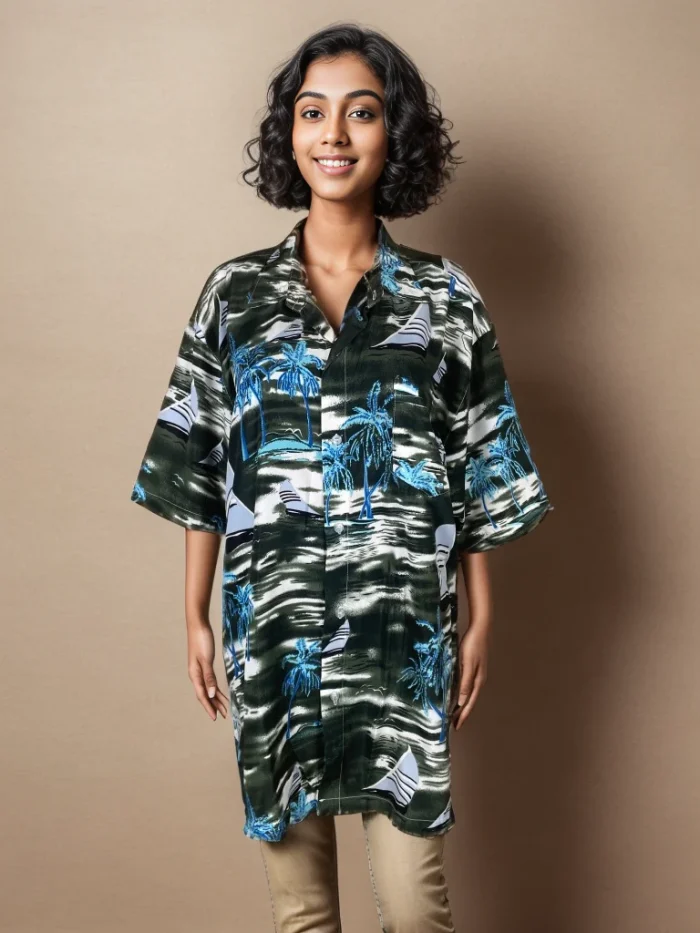Men'S Tropical Printed Button-Up Shirt - Image 1