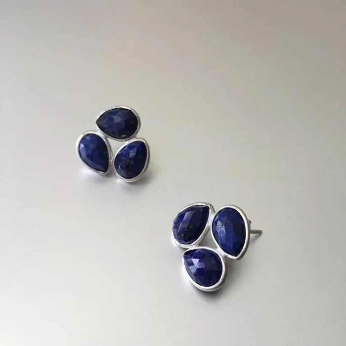 Elegant Blue Teardrop Cluster Earrings - Image 2