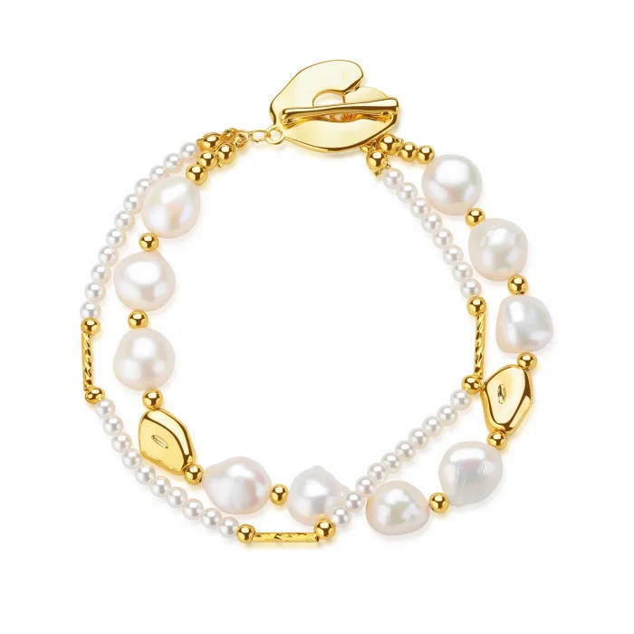 Elegant Double Strand Pearl Bracelet - Image 1