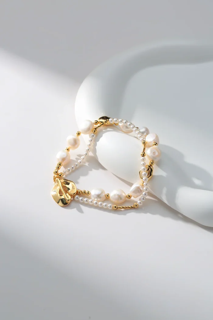 Elegant Double Strand Pearl Bracelet - Image 3